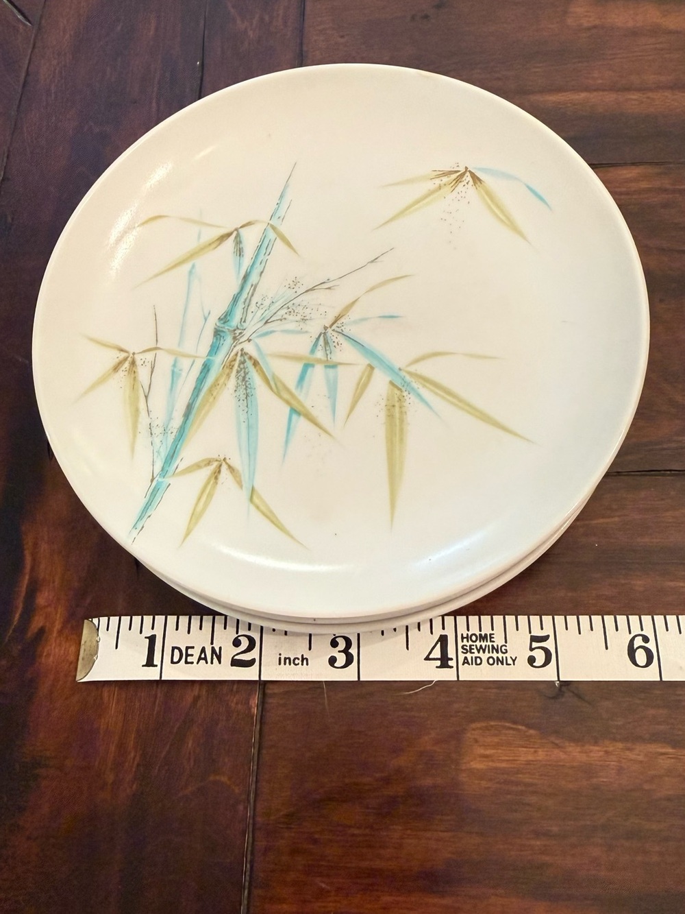 Decorative Bamboo melamine Dinner Plate - Cream with Blue and Green Accent